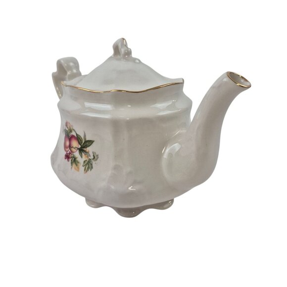 Arthur Wood And Son Teapot Porcelain Floral Gold Trim Staffordshire England 6404 - Picture 7 of 10